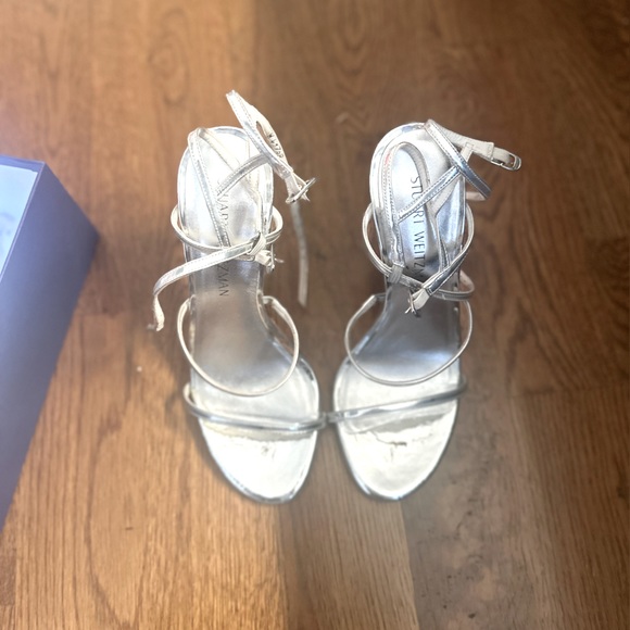 Stuart Weitzman Silver/Metallic 4 inch sandals - Picture 1 of 7